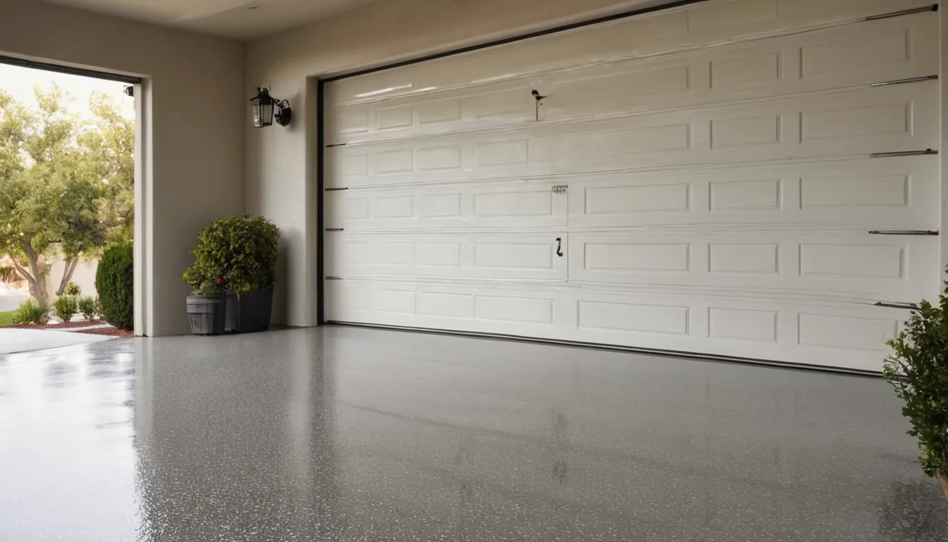 Freshly coated epoxy garage floor in a Pacifica home